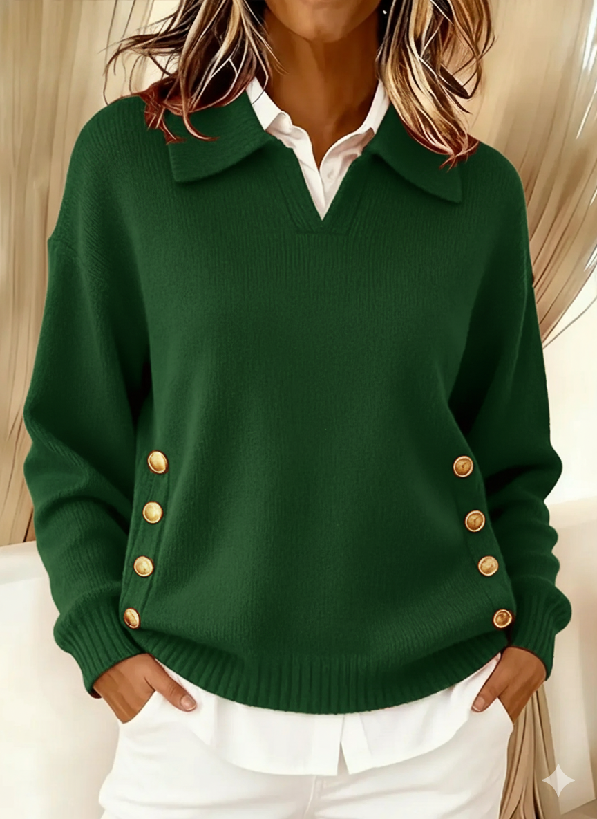Ruth  | Suéter con Cuello Polo y Botones