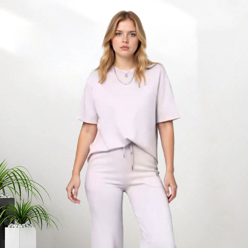 Conjunto Minimalista de 2 Piezas para Mujer - Top Elegante y Pantalón a Juego