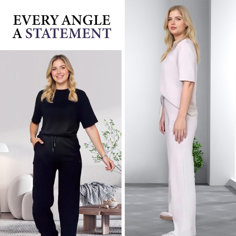 Conjunto Minimalista de 2 Piezas para Mujer - Top Elegante y Pantalón a Juego