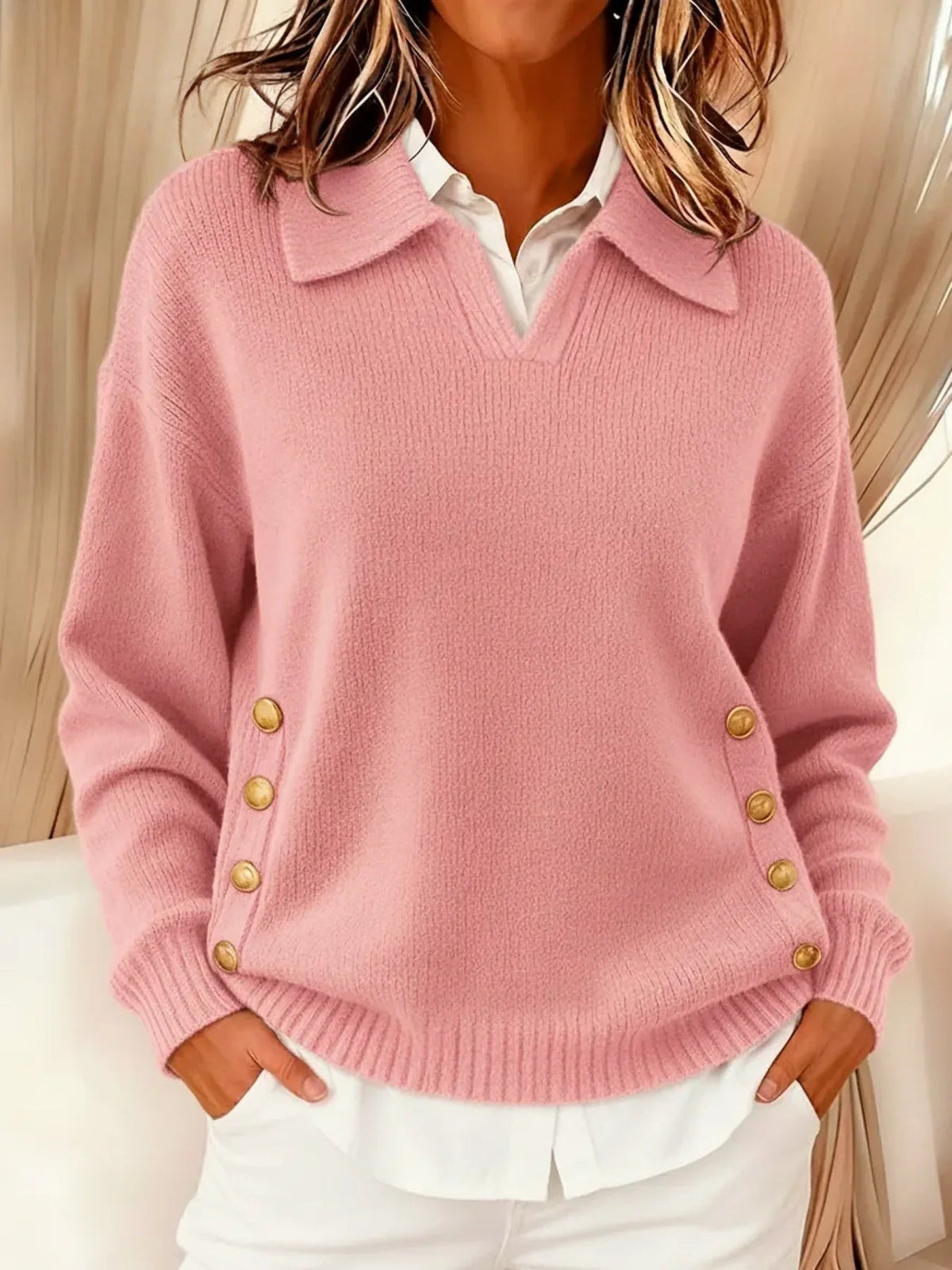 Ruth  | Suéter con Cuello Polo y Botones