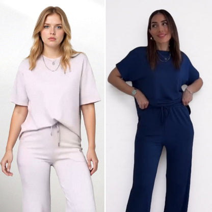Conjunto Minimalista de 2 Piezas para Mujer - Top Elegante y Pantalón a Juego