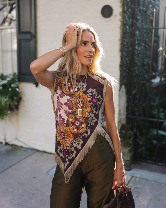 Maria I Top con flecos y efecto foulard