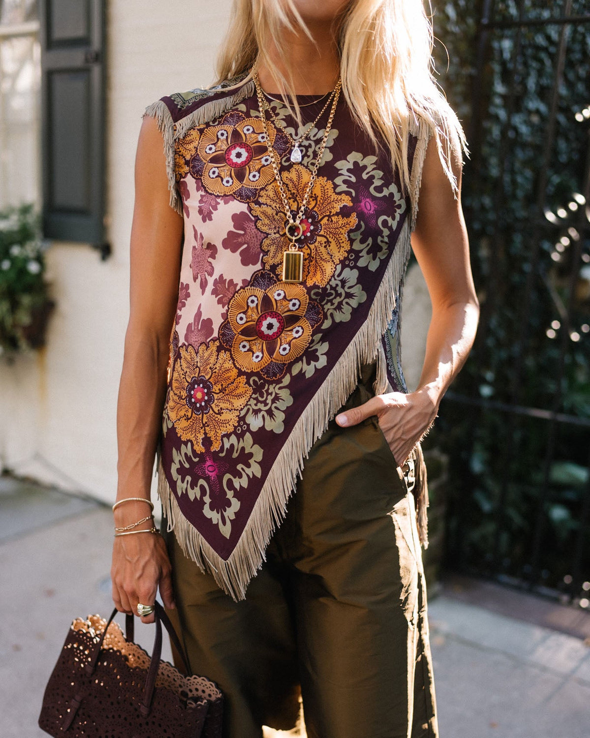 Maria I Top con flecos y efecto foulard