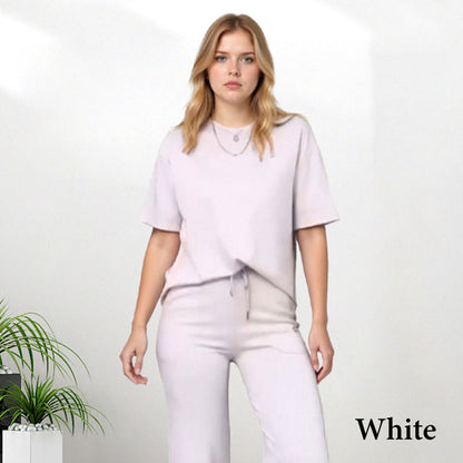 Conjunto Minimalista de 2 Piezas para Mujer - Top Elegante y Pantalón a Juego