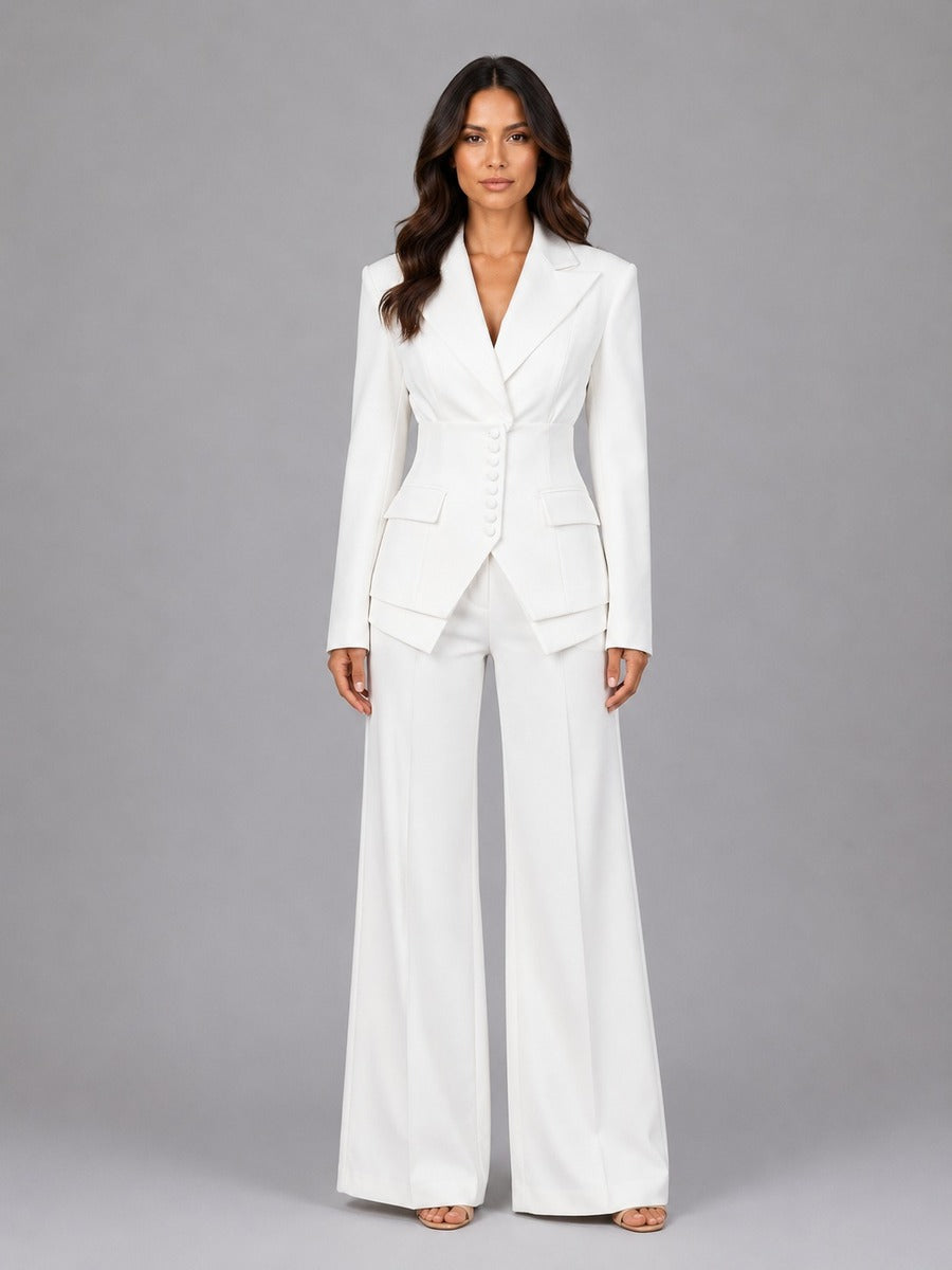 Anselma | Conjunto de Dos Piezas con Blazer Entallada y Pantalón Palazzo