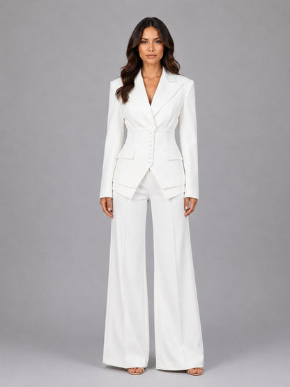Anselma | Conjunto de Dos Piezas con Blazer Entallada y Pantalón Palazzo
