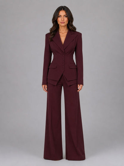 Anselma | Conjunto de Dos Piezas con Blazer Entallada y Pantalón Palazzo