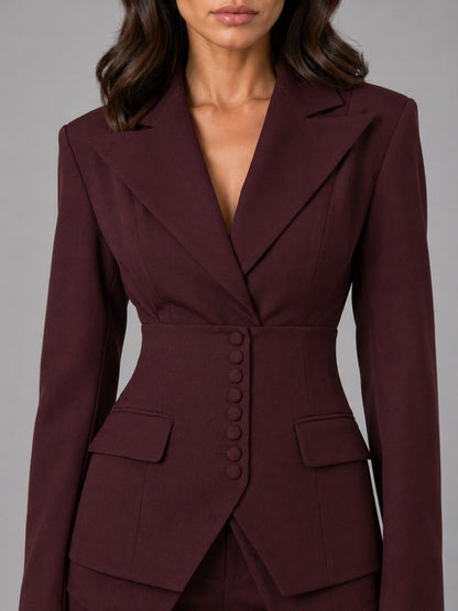 Anselma | Conjunto de Dos Piezas con Blazer Entallada y Pantalón Palazzo