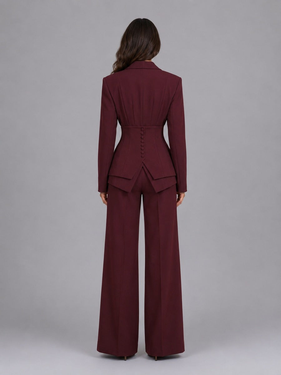 Anselma | Conjunto de Dos Piezas con Blazer Entallada y Pantalón Palazzo