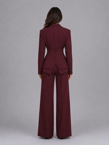 Anselma | Conjunto de Dos Piezas con Blazer Entallada y Pantalón Palazzo