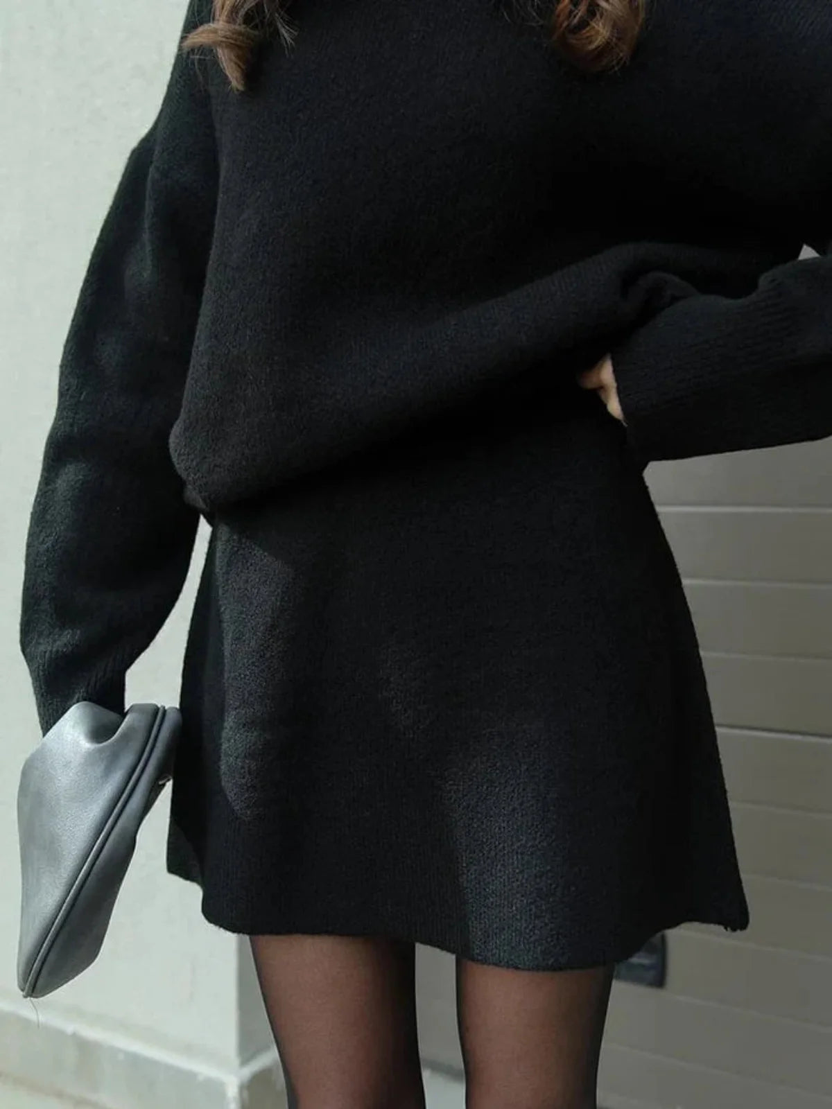 Sofia I Conjunto de falda y jersey oversize de punto