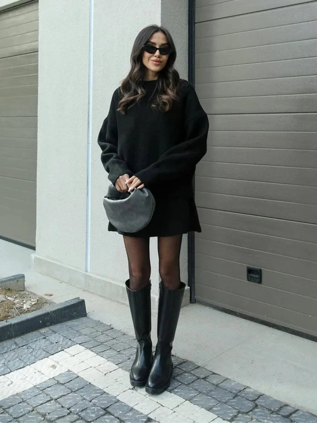 Sofia I Conjunto de falda y jersey oversize de punto