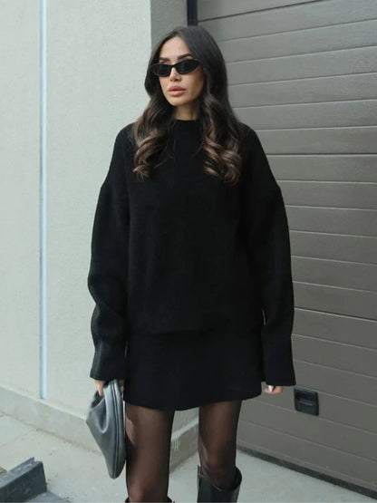 Sofia I Conjunto de falda y jersey oversize de punto