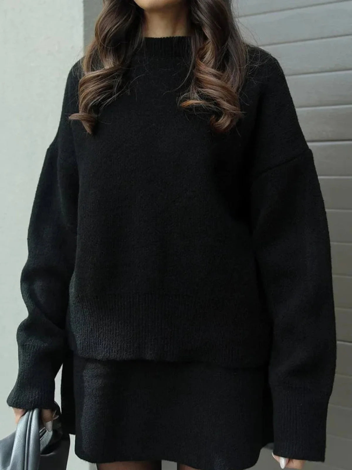 Sofia I Conjunto de falda y jersey oversize de punto