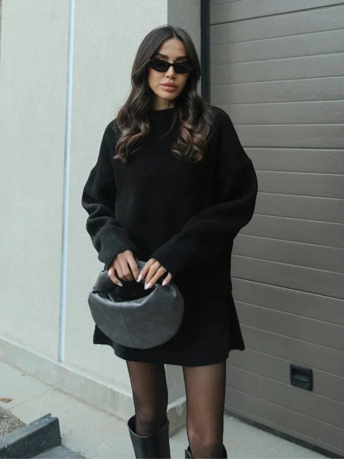 Sofia I Conjunto de falda y jersey oversize de punto
