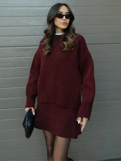 Sofia I Conjunto de falda y jersey oversize de punto