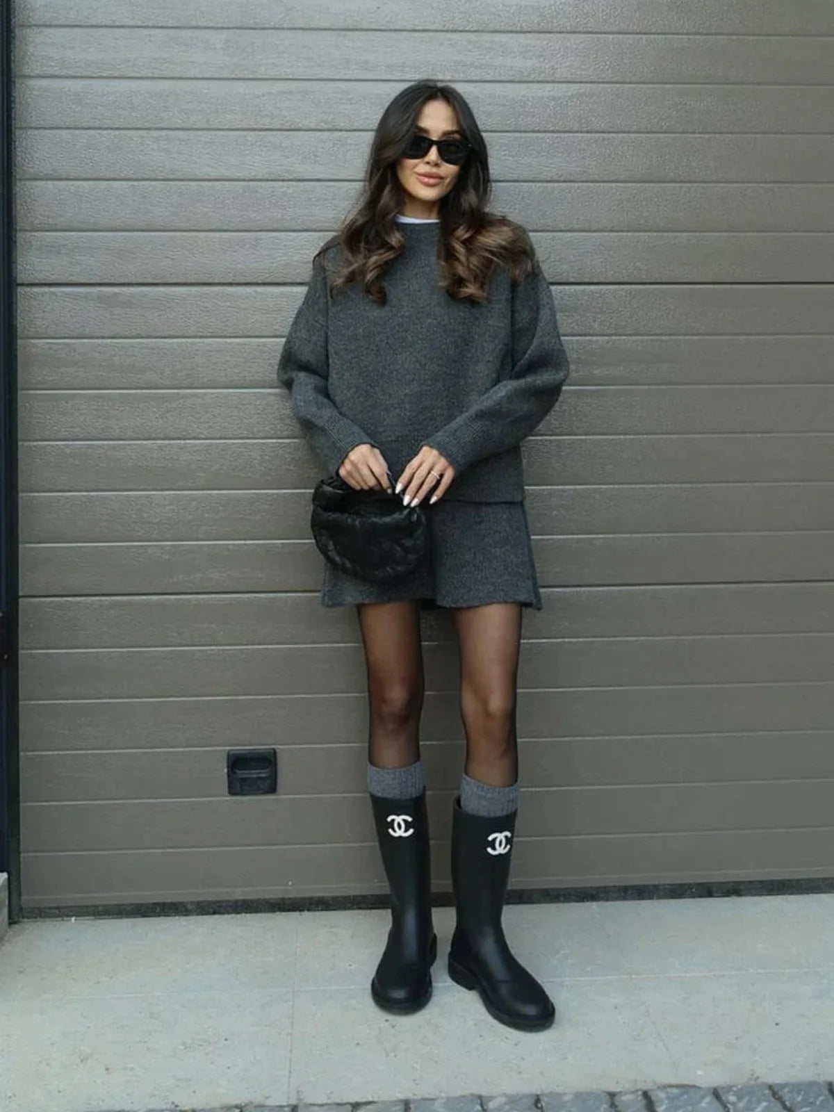 Sofia I Conjunto de falda y jersey oversize de punto