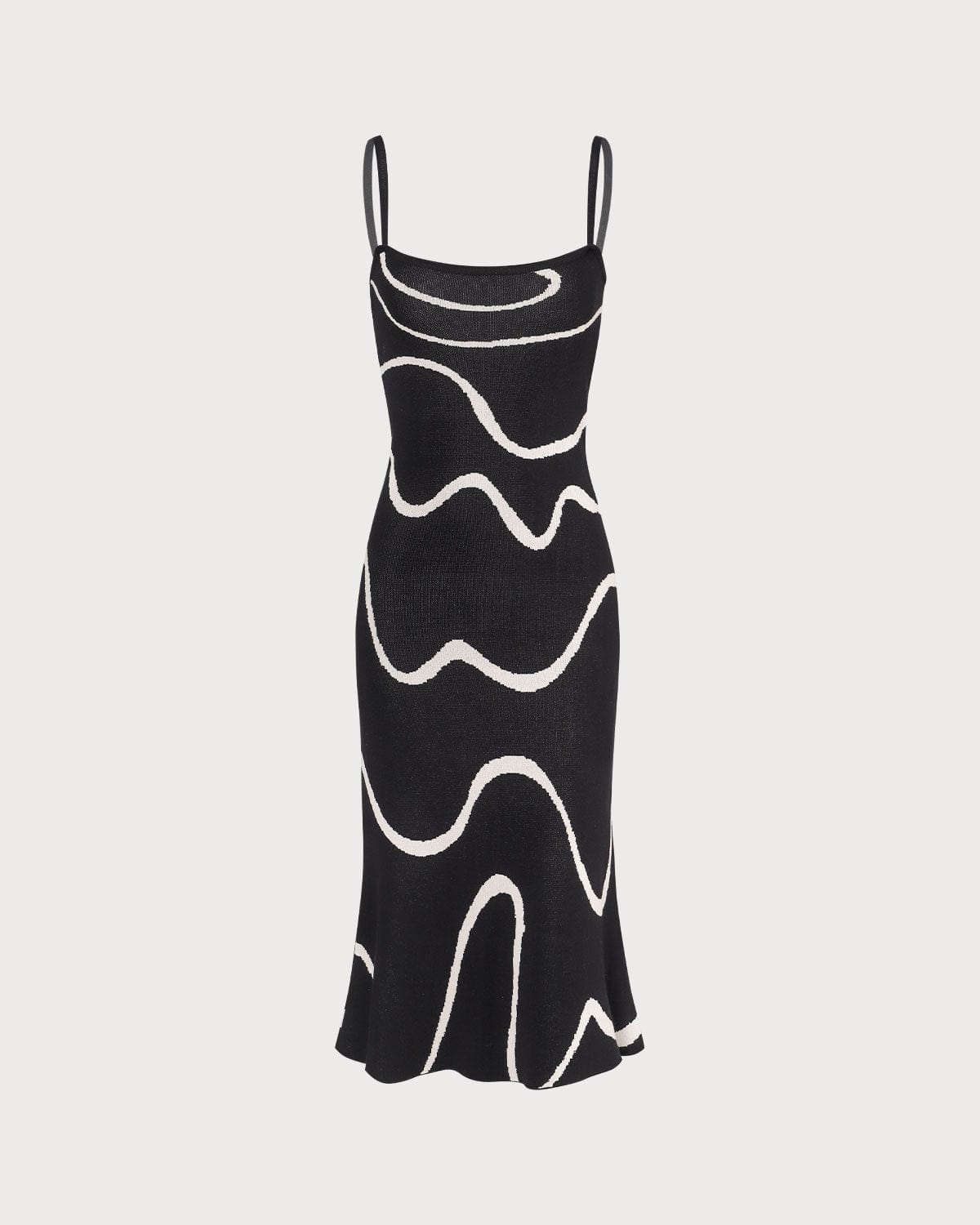 Vestido midi de punto con bajo en forma de sirena «Black Wave»