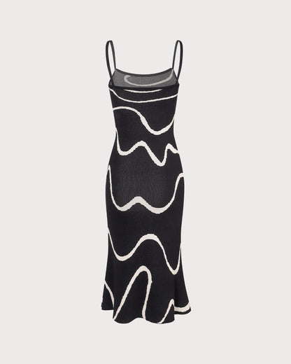 Vestido midi de punto con bajo en forma de sirena «Black Wave»